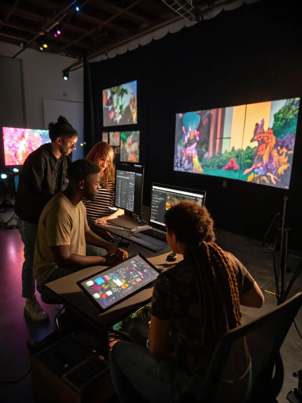 A visually appealing image of a collaborative creative project undertaken by GCGJB, featuring dancers and artists working together on a unique performance piece.